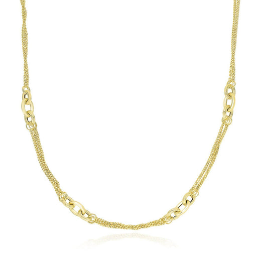 14k Yellow Gold Multi Chain Strand Necklace with Oval Links Necklaces Angelucci Jewelry   