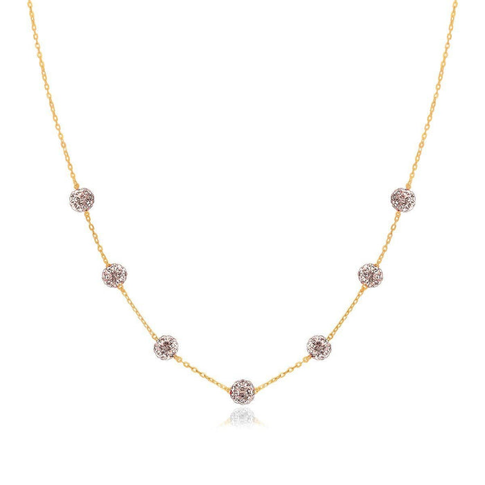 14k Yellow Gold Necklace with Crystal Embellished Sphere Stations Necklaces Angelucci Jewelry   