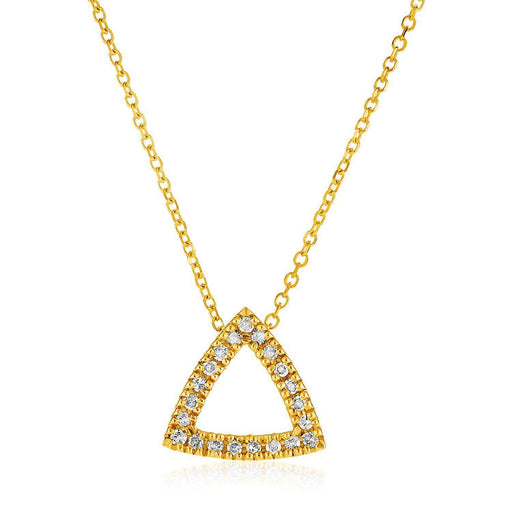 14k Yellow Gold Necklace with Gold and Diamond Triangle Pendant (1/10 cttw) Necklaces Angelucci Jewelry   