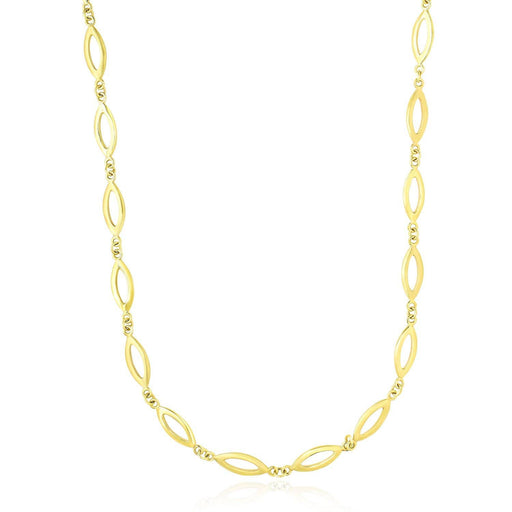14k Yellow Gold Necklace with Marquis and Small Ring Links Necklaces Angelucci Jewelry   