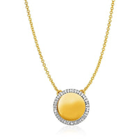 Thumbnail for 14k Yellow Gold Necklace with Round Engraveable Diamond Pendant (1/10 cttw) Necklaces Angelucci Jewelry   