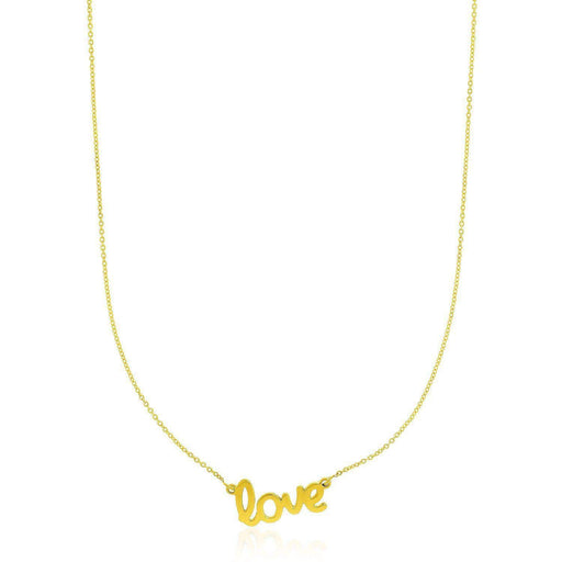 14k Yellow Gold Script LOVE Necklace Necklaces Angelucci Jewelry   
