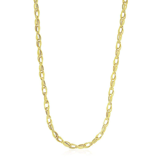 14k Yellow Gold Textured Entwined Oval Link Necklace Necklaces Angelucci Jewelry   