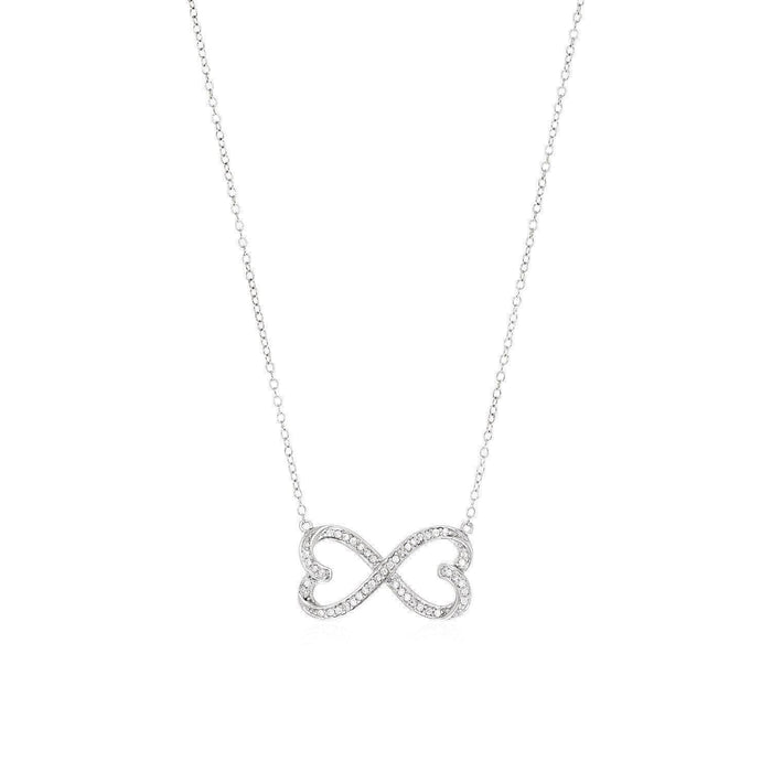 Double Heart Infinity Necklace with Cubic Zirconia in Sterling Silver Necklaces Angelucci Jewelry   