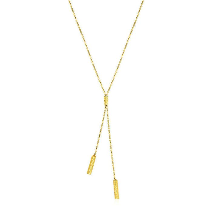 Lariat Necklace with Textured Bar Lariat Necklace Necklaces Angelucci Jewelry   