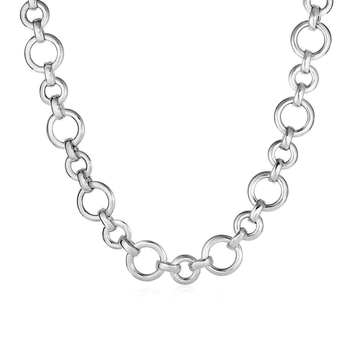 Polished Round Link Necklace in Sterling Silver Necklaces Angelucci Jewelry   