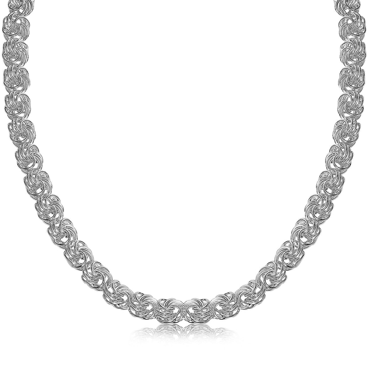 Sterling Silver Rhodium Plated Byzantine Motif Chain Necklace Necklaces Angelucci Jewelry   