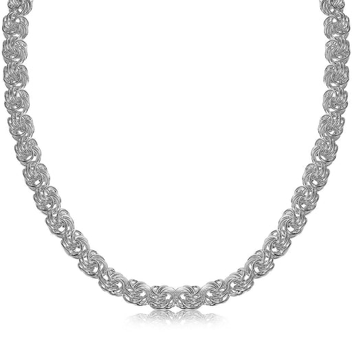 Sterling Silver Rhodium Plated Byzantine Motif Chain Necklace Necklaces Angelucci Jewelry   