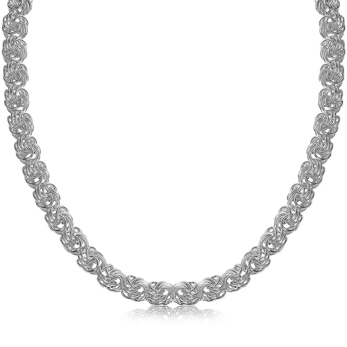 Sterling Silver Rhodium Plated Byzantine Motif Chain Necklace Necklaces Angelucci Jewelry   