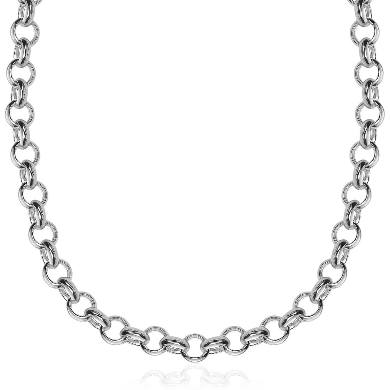 Sterling Silver Rhodium Plated Classic Rolo Chain Necklace Necklaces Angelucci Jewelry   