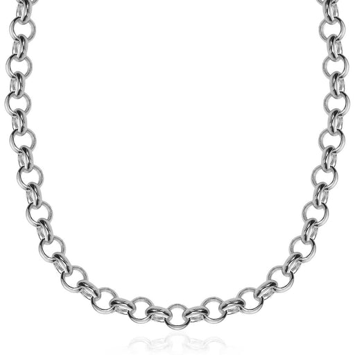 Sterling Silver Rhodium Plated Classic Rolo Chain Necklace Necklaces Angelucci Jewelry   