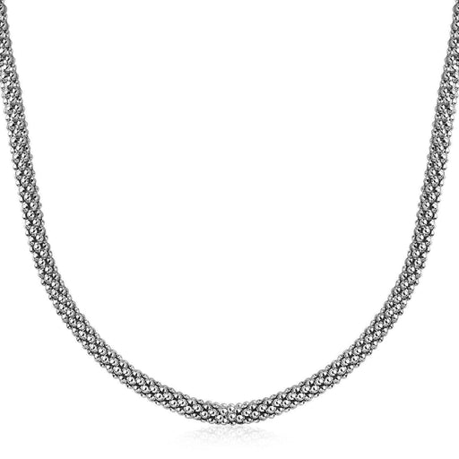 Sterling Silver Rhodium Plated Popcorn Style Necklace Necklaces Angelucci Jewelry   