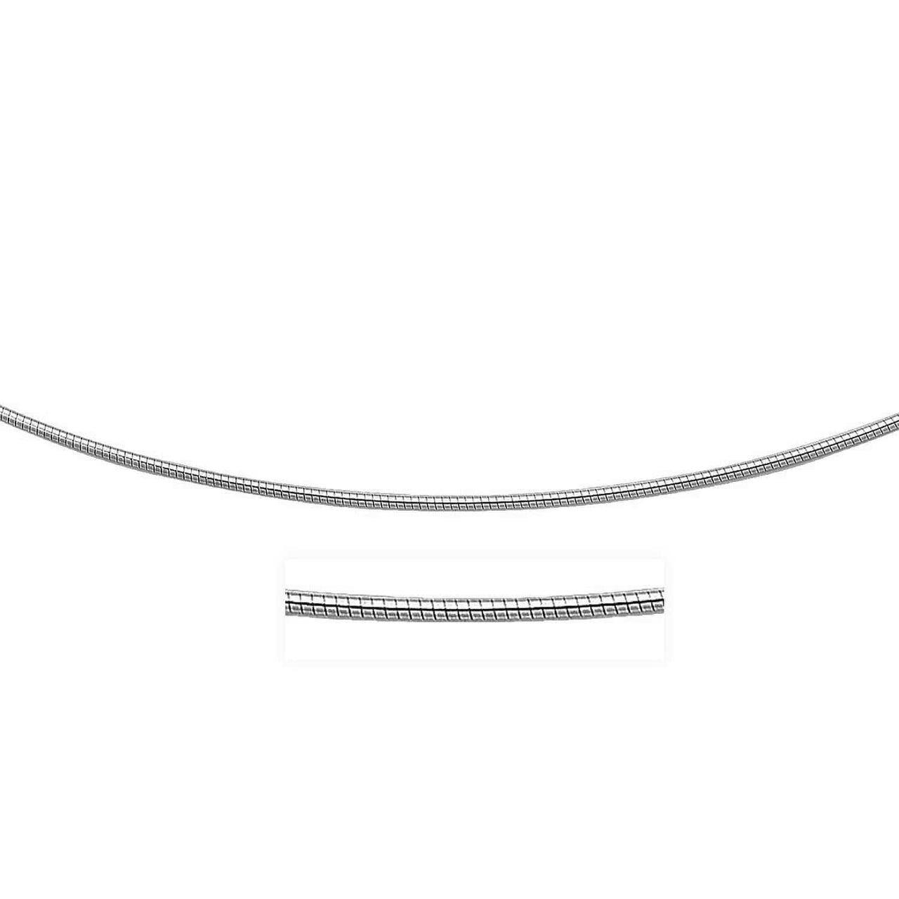 Silver Omega Chain Necklace with Rhodium Plating (1.55mm) Necklaces Angelucci Jewelry   