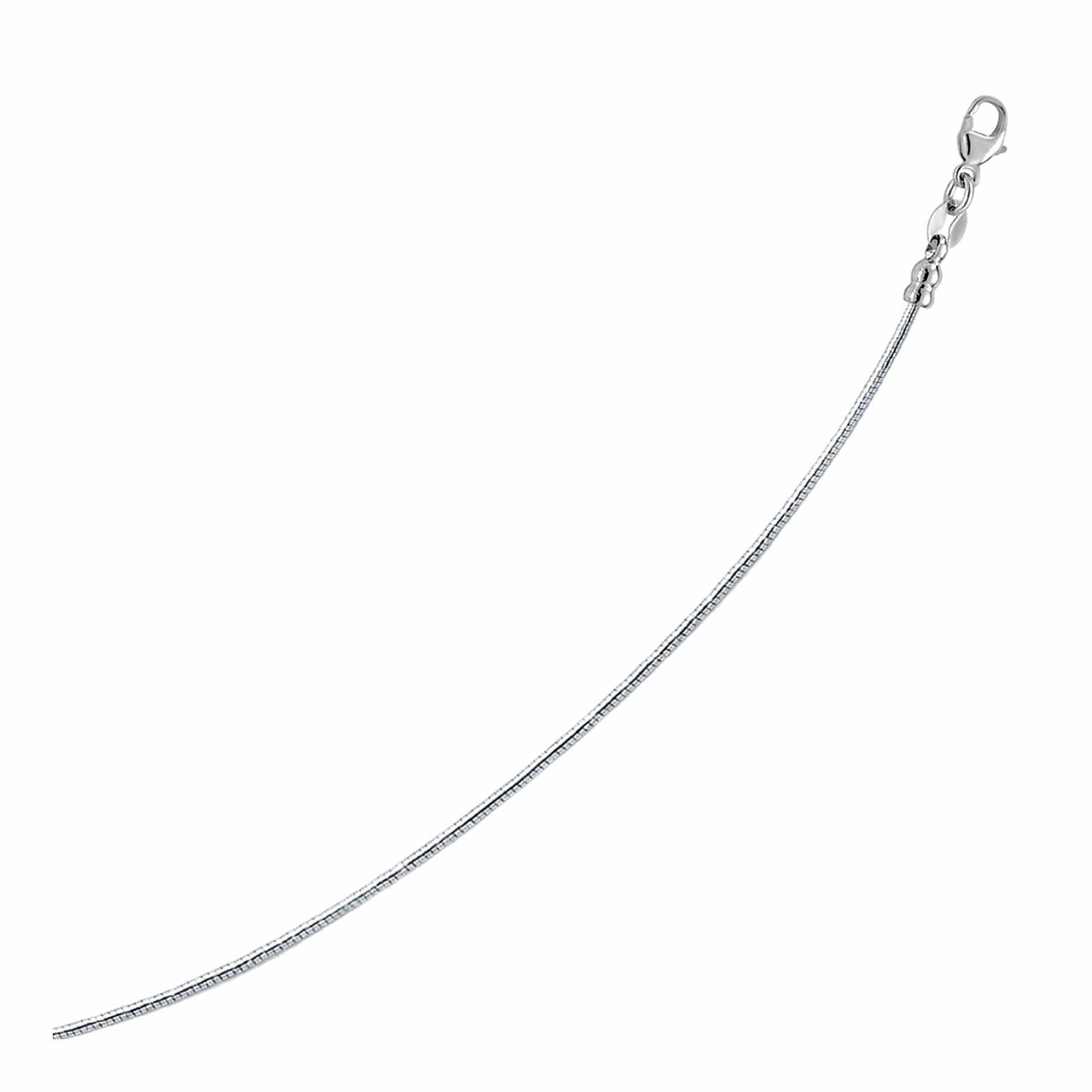 Silver Omega Chain Necklace with Rhodium Plating (1.55mm) Necklaces Angelucci Jewelry   