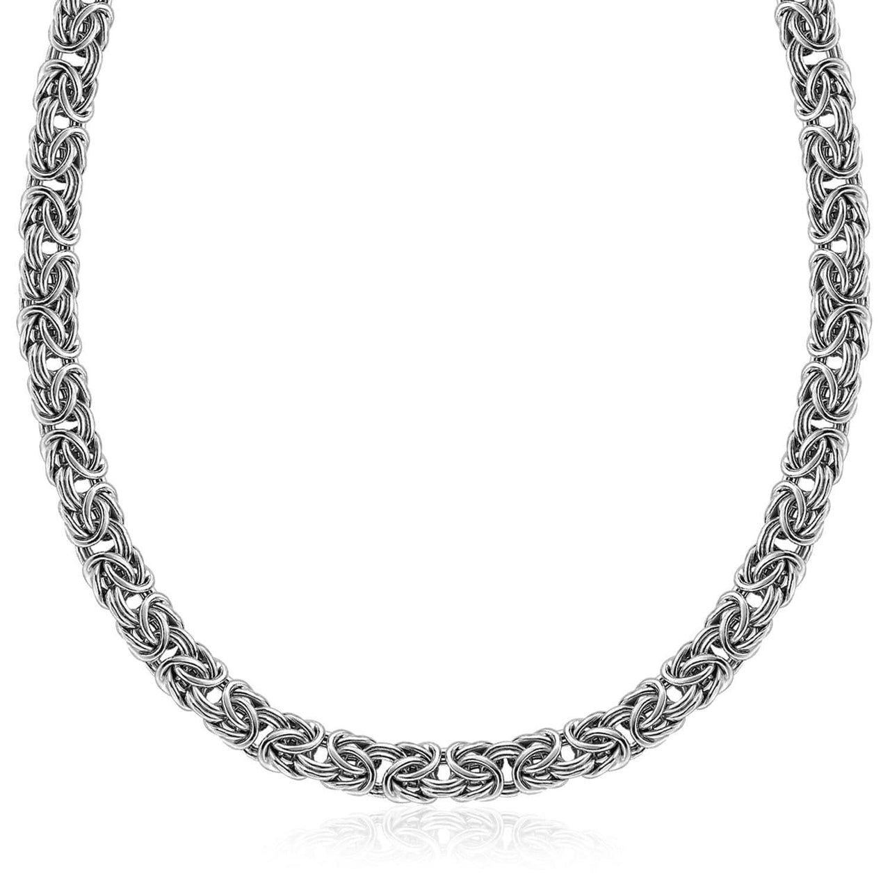 Sterling Silver Byzantine Chain Necklace with Rhodium Plating Necklaces Angelucci Jewelry   