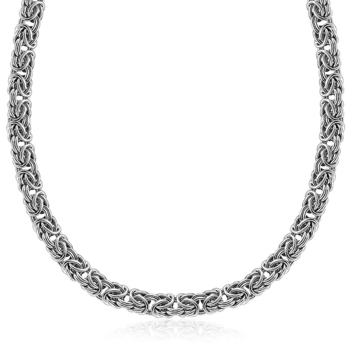 Sterling Silver Byzantine Chain Necklace with Rhodium Plating Necklaces Angelucci Jewelry   
