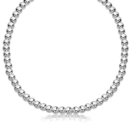 Sterling Silver Rhodium Plated Necklace with a Polished Bead Style (8mm) Necklaces Angelucci Jewelry   