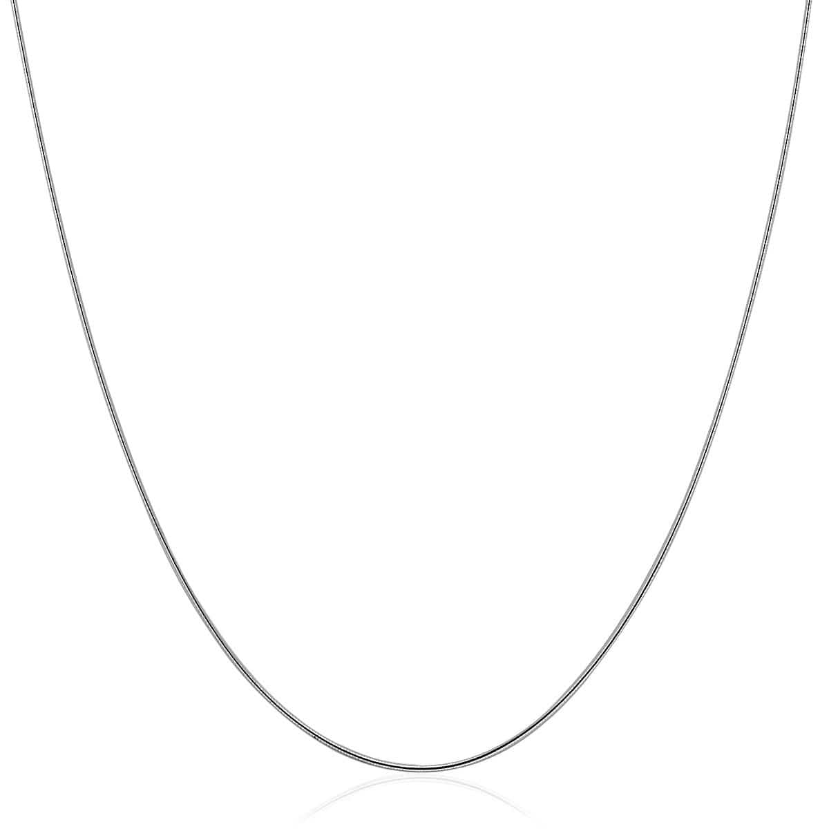Sterling Silver Round Omega Style Chain Necklace with Rhodium Plating (1.25mm) Necklaces Angelucci Jewelry   