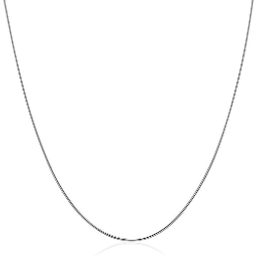 Sterling Silver Round Omega Style Chain Necklace with Rhodium Plating (1.25mm) Necklaces Angelucci Jewelry   