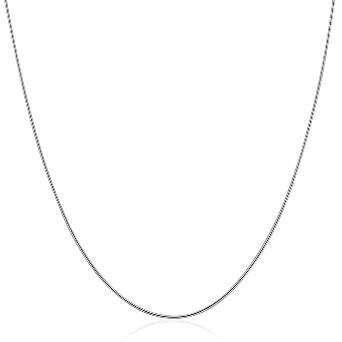 Sterling Silver Round Omega Style Chain Necklace with Rhodium Plating (1.25mm) Necklaces Angelucci Jewelry   