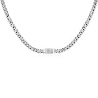 Thumbnail for Sterling Silver Woven Necklace with White Sapphire Accents Necklaces Angelucci Jewelry   