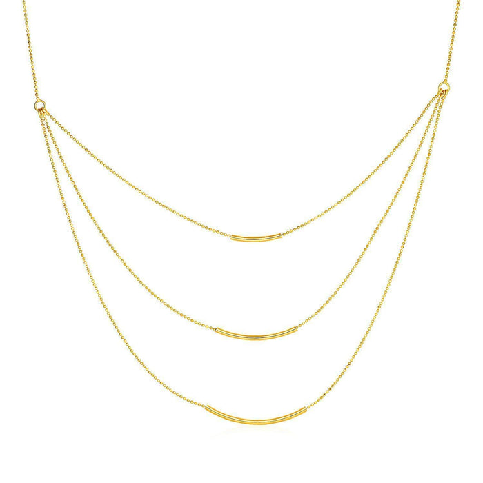 Three Layer Chain Necklace in 14k Yellow Gold Necklaces Angelucci Jewelry   