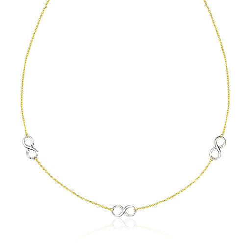 14k Two-Tone Gold Chain Necklace with Polished Infinity Stations Necklaces Angelucci Jewelry   