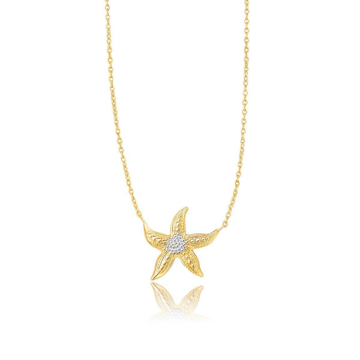 14k Two-Tone Gold Sea Life Starfish Necklace Necklaces Angelucci Jewelry   