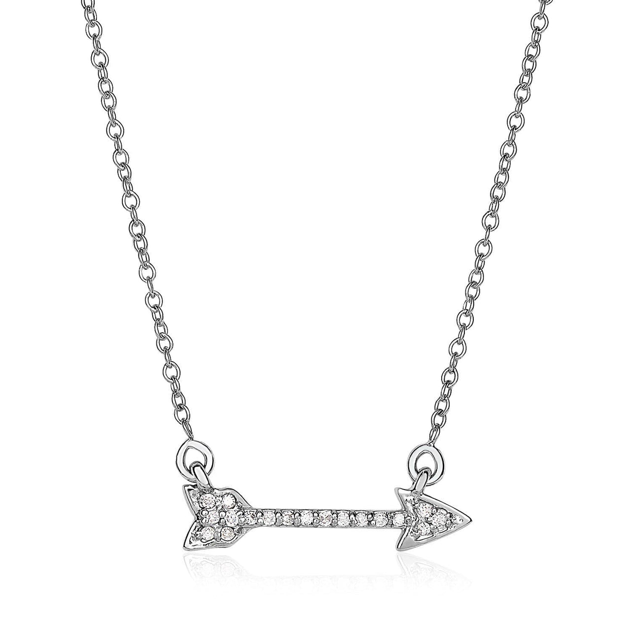 14k White Gold 18 inch Necklace with Gold and Diamond Arrow (1/10 cttw) Necklaces Angelucci Jewelry   