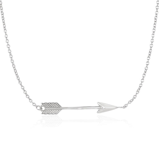 14k White Gold Chain Necklace with Horizontal Arrow Pendant Necklaces Angelucci Jewelry   