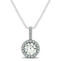 Thumbnail for 14k White Gold Diamond Halo Round Style Pendant (5/8 cttw) Necklaces Angelucci Jewelry   
