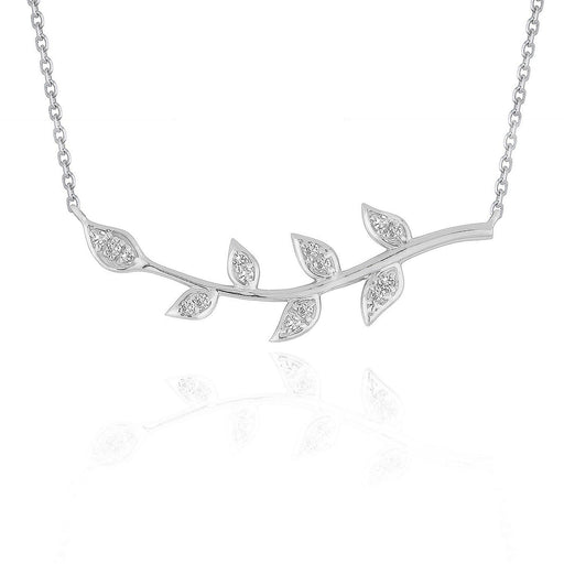 Diamond Vine Design Pendant in 14k White Gold Necklaces Angelucci Jewelry   