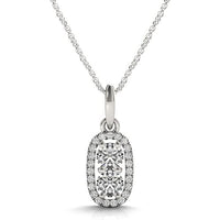 Thumbnail for Outer Oval Shaped Two Stone Diamond Pendant in 14k White Gold (5/8 cttw) Necklaces Angelucci Jewelry   