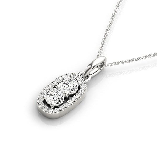 Outer Oval Shaped Two Stone Diamond Pendant in 14k White Gold (5/8 cttw) Necklaces Angelucci Jewelry   