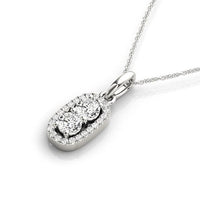 Thumbnail for Outer Oval Shaped Two Stone Diamond Pendant in 14k White Gold (5/8 cttw) Necklaces Angelucci Jewelry   