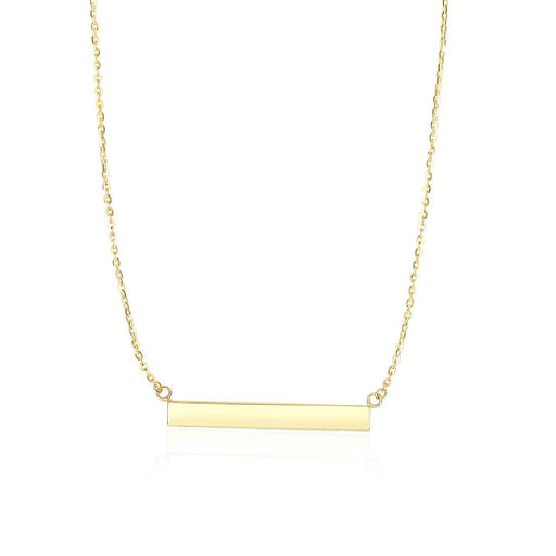 14k Yellow Gold Chain Necklace with a Shiny Flat Bar Necklaces Angelucci Jewelry   
