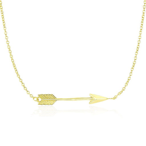 14k Yellow Gold Chain Necklace with Horizontal Arrow Pendant Necklaces Angelucci Jewelry   