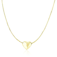 Thumbnail for 14k Yellow Gold Chain Necklace with Sliding Puffed Heart Charm Necklaces Angelucci Jewelry   