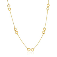 Thumbnail for 14k Yellow Gold Double Ring and Cable Chain Necklace Necklaces Angelucci Jewelry   