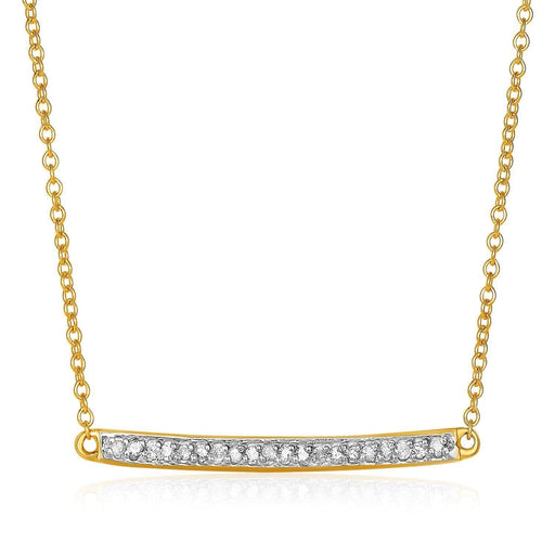 14k Yellow Gold Necklace with Gold and Diamond Bar (1/10 cttw) Necklaces Angelucci Jewelry   