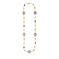 Thumbnail for 14k Yellow Gold Necklace with Multi-Colored Stones Necklaces Angelucci Jewelry   