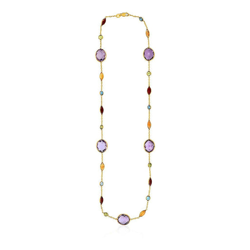 14k Yellow Gold Necklace with Multi-Colored Stones Necklaces Angelucci Jewelry   