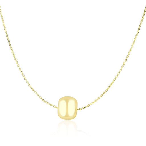 14k Yellow Gold Necklace with Shiny Barrel Bead Charm Necklaces Angelucci Jewelry   