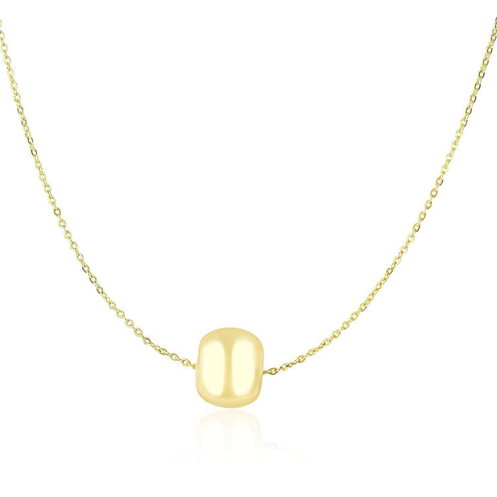 14k Yellow Gold Necklace with Shiny Barrel Bead Charm Necklaces Angelucci Jewelry   