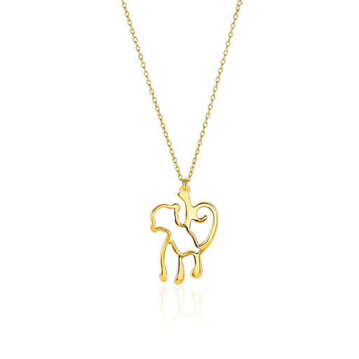 14k Yellow Gold Oval Link Necklace with Monkey Pendant Necklaces Angelucci Jewelry   