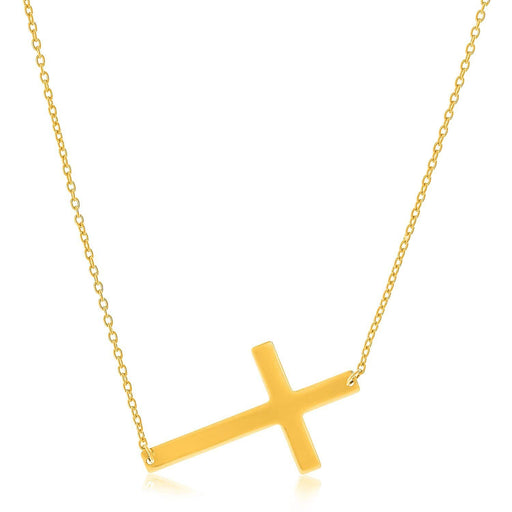 14k Yellow Gold Plain Cross Motif Necklace Necklaces Angelucci Jewelry   