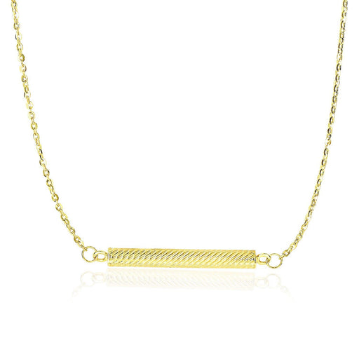 14k Yellow Gold Textured Bar Style Chain Necklace Necklaces Angelucci Jewelry   