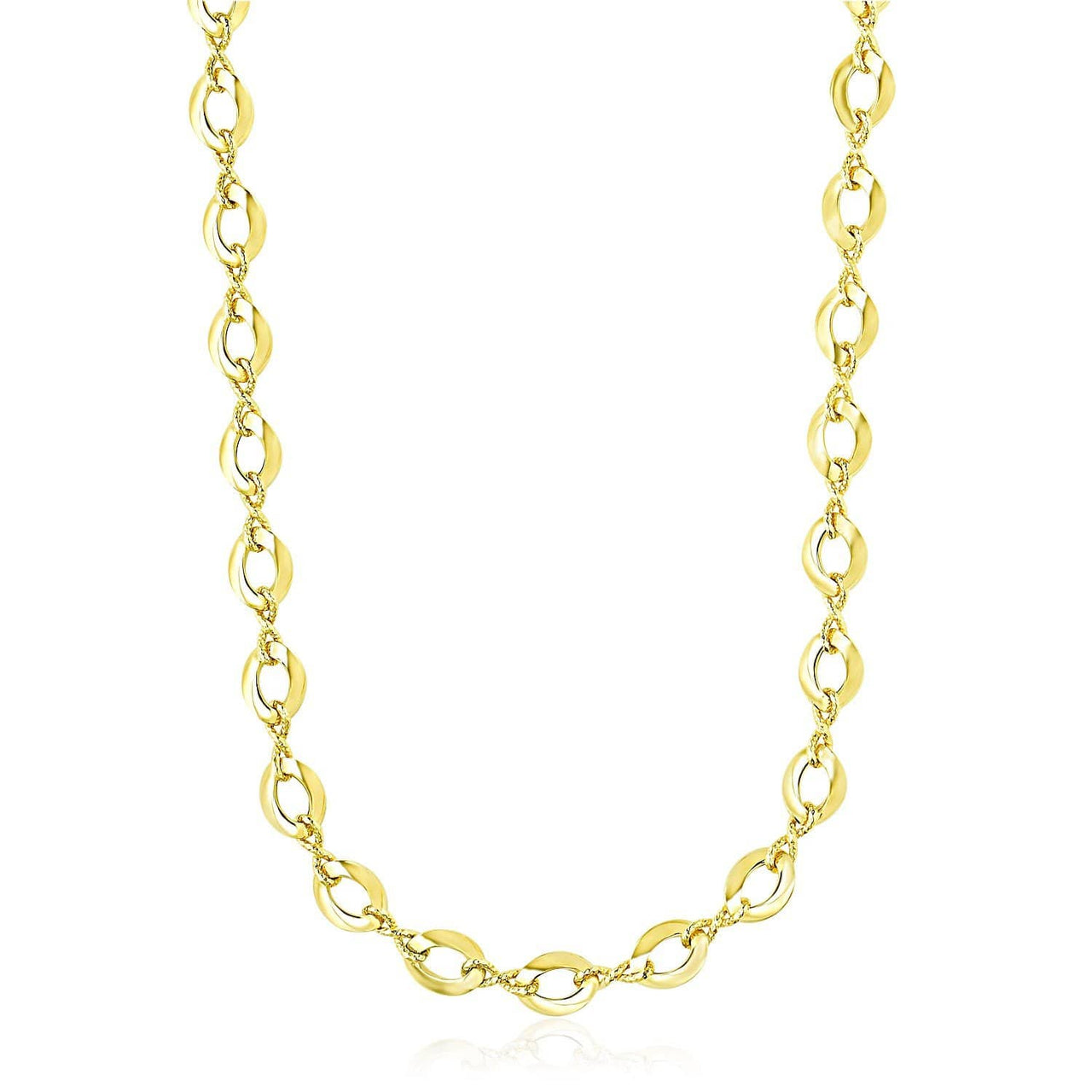 14k Yellow Gold Textured Infinity and Marquis Motif Necklace Necklaces Angelucci Jewelry   