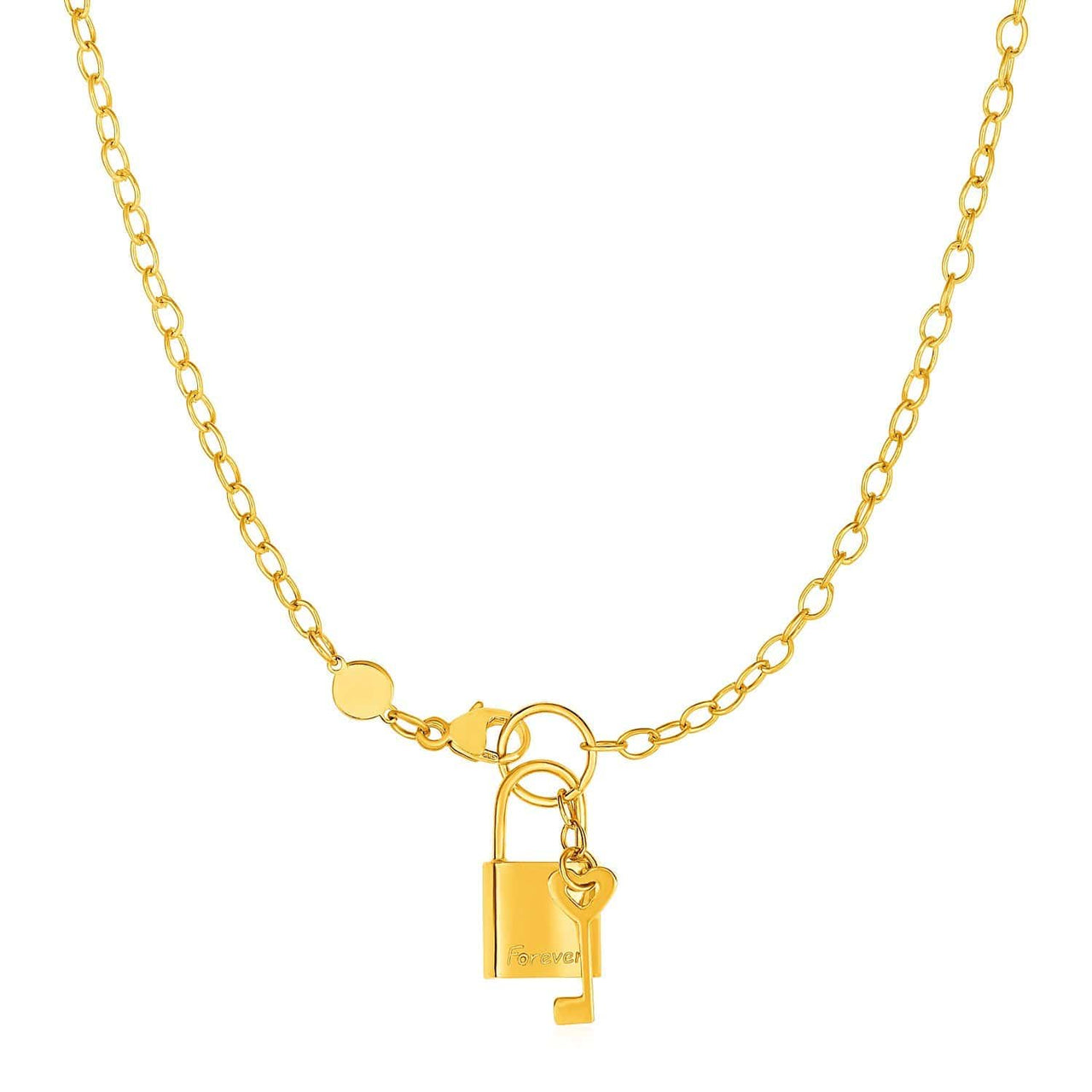 Necklace with Lock and Key in 14k Yellow Gold Necklaces Angelucci Jewelry   