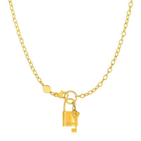 Thumbnail for Necklace with Lock and Key in 14k Yellow Gold Necklaces Angelucci Jewelry   